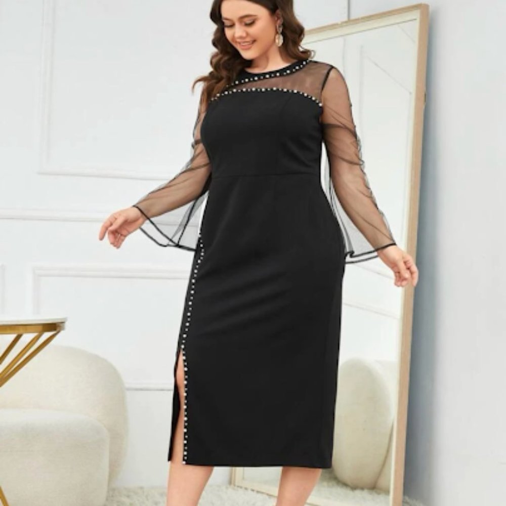 Mesh Pearl Beaded Dress